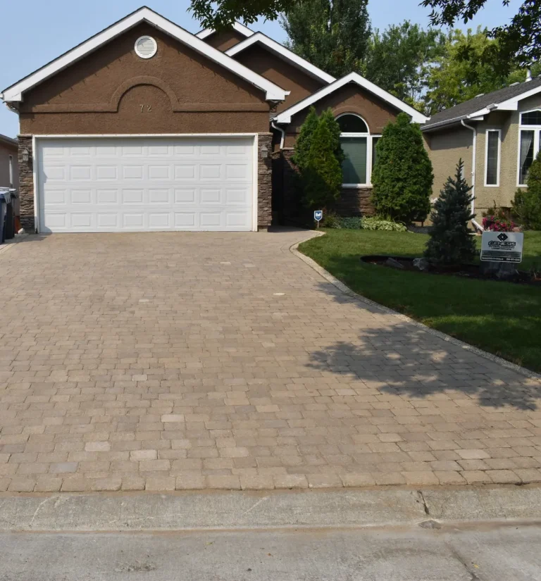 Barkman Roman paver front driveway completed by Genesis Interlocking & Custom Landscaping